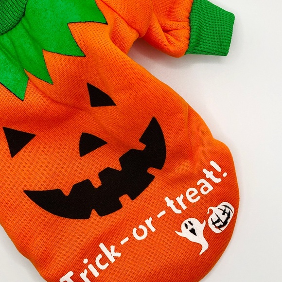 Pumpkin costume for small dog or cat, cute pet costume, Trick-or-treat Halloween - Picture 2 of 3